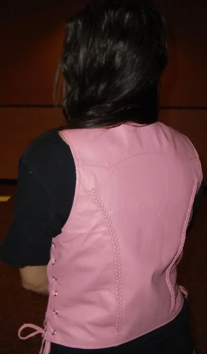 WOMEN PINK LEATHER VEST