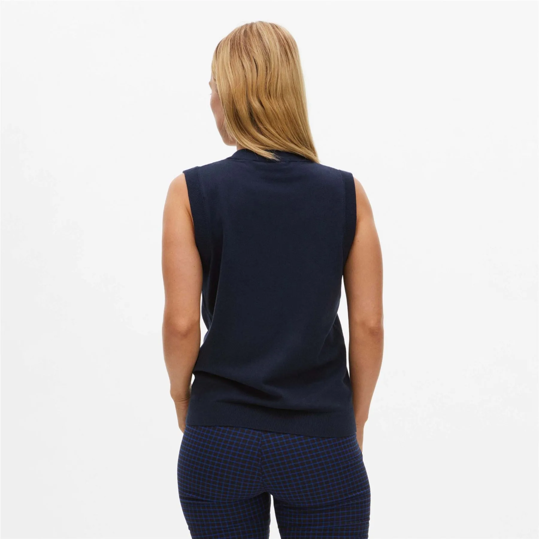 Womens Adele Cotton Knitted Regular Fit Vest Navy - 2024