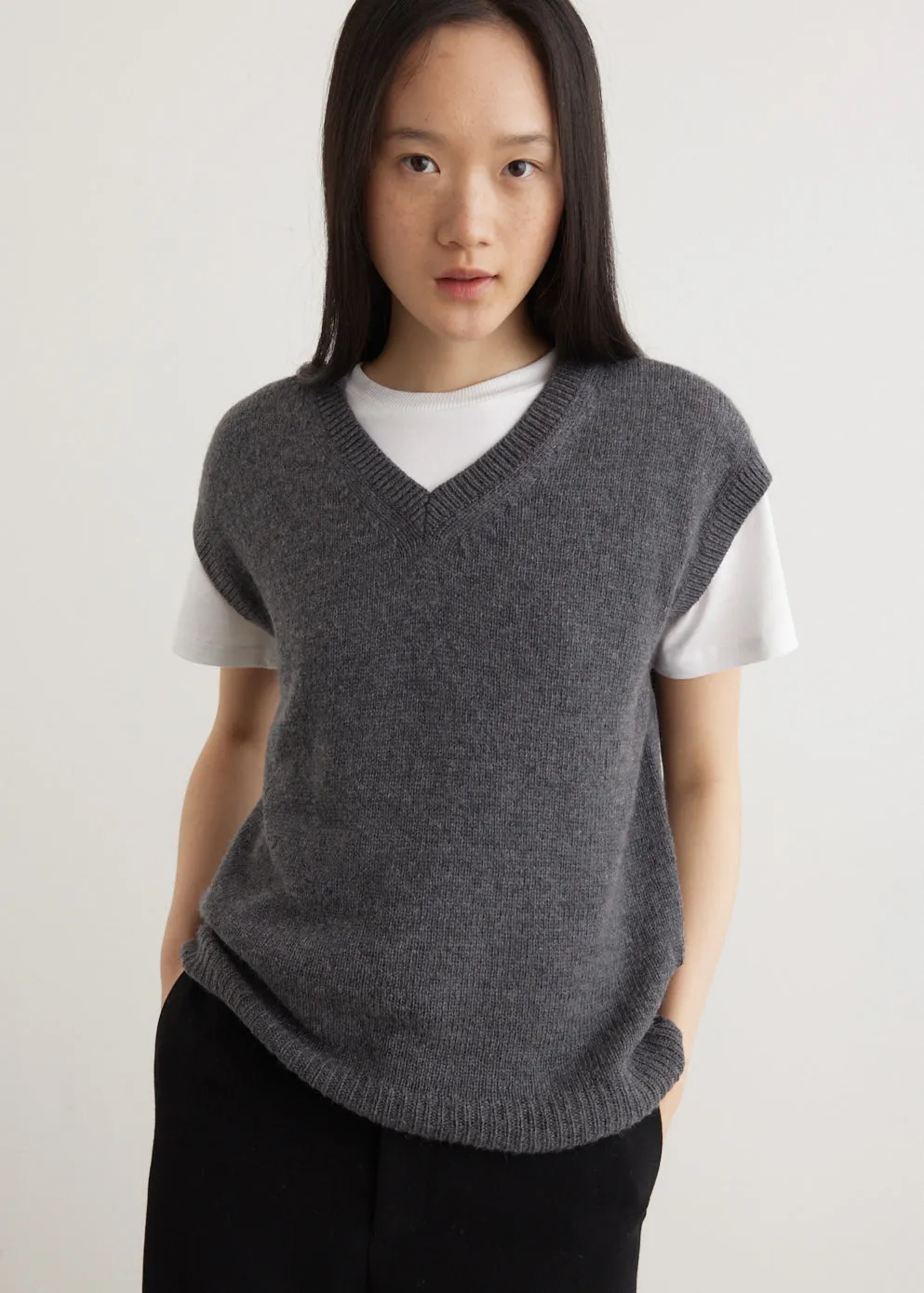 Wool Cashmere Silk Knit Vest